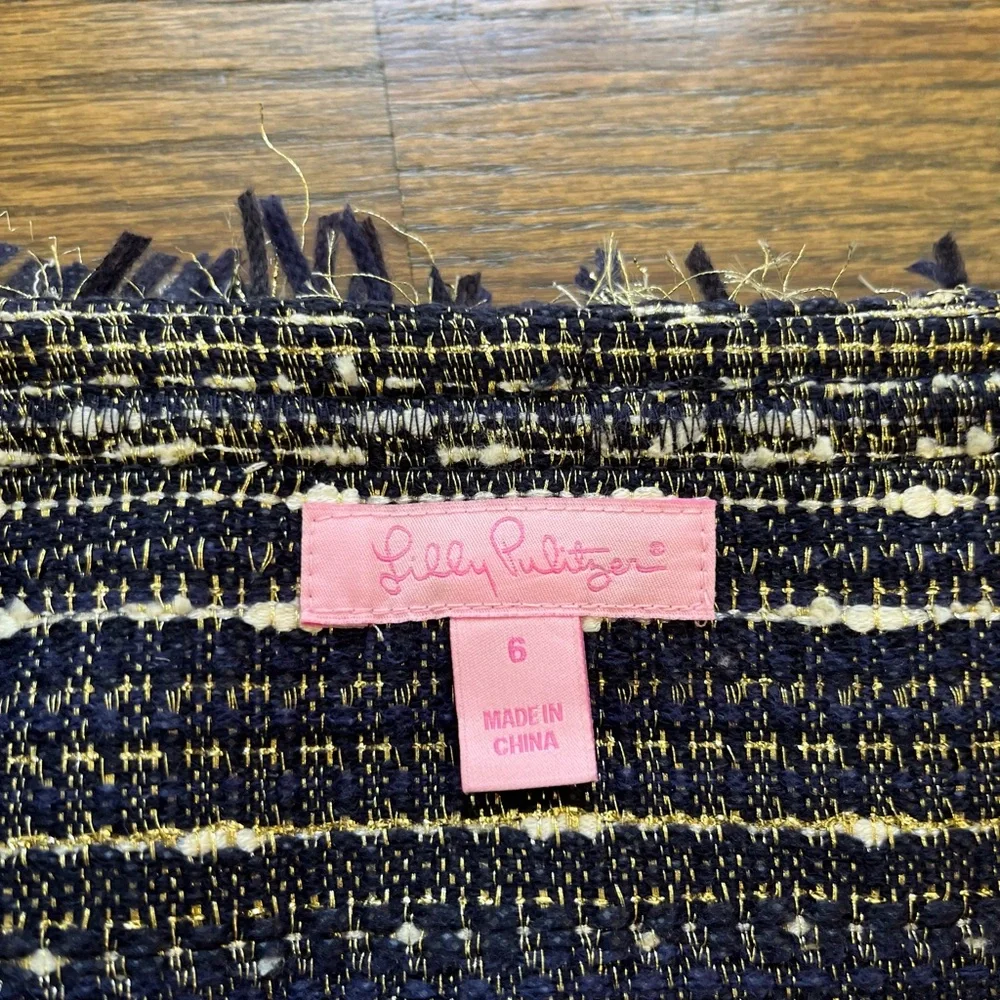 Lilly Pulitzer Woman’s Navy and White Tweed Blazer/Jacket Size 6 Career Chanel - Picture 5 of 8